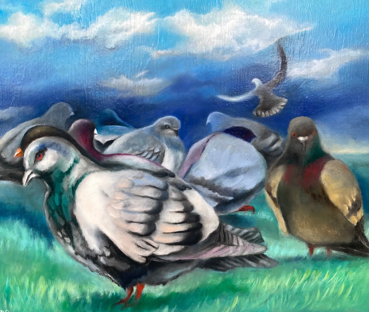Painting | Oil on canvas | Domesticated birds by Sigita Jakutyte