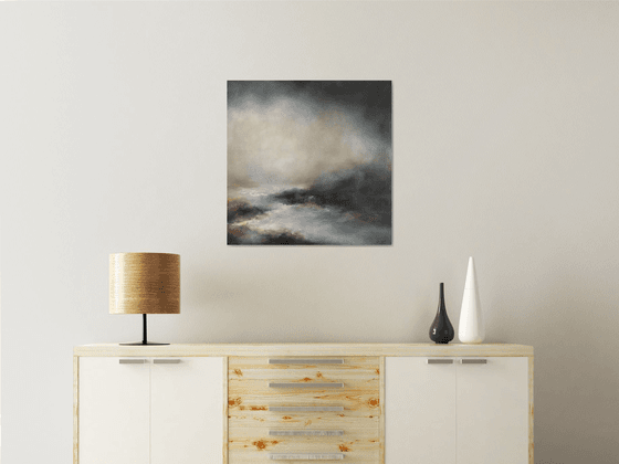 Love of heaven and love of earth 60X60 cm - tranquility painting ANY SIZE gray wall art light gray abstract painting modern art monochrome art minimalism painting calm wall art (2019)