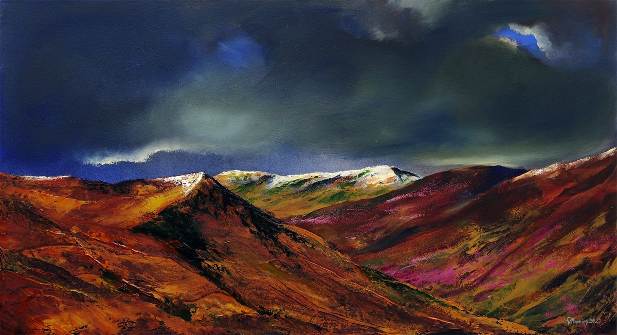 Abstract Landscape Oil Painting By Richard Manning, 36 X 20", Landscape-34, Original Artwork