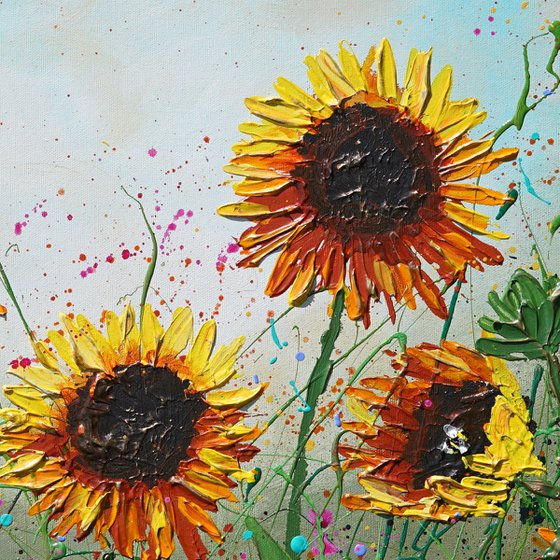 Blossoming Sunflowers