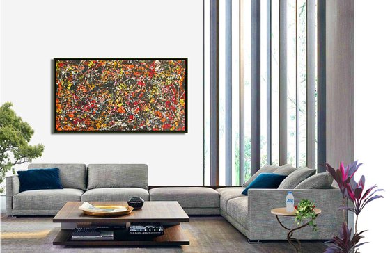 CONVEERGENCE 13, Pollock style, Framed