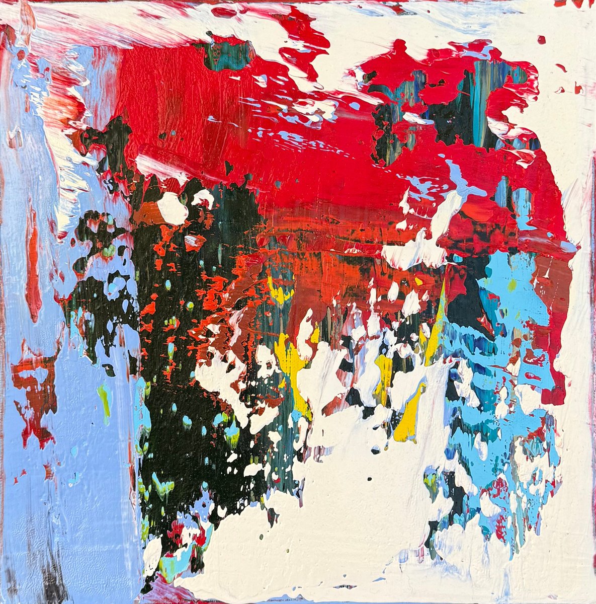 Abstract Oil Painting By Svitlana Andriichenko, 12 X 12", Under The Red Sky, Original Artwork