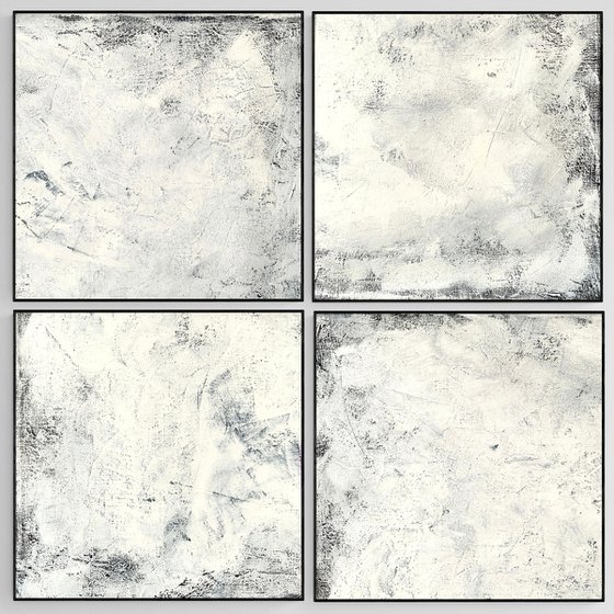 Abstract No. 1821 XXL black and white - set of 4
