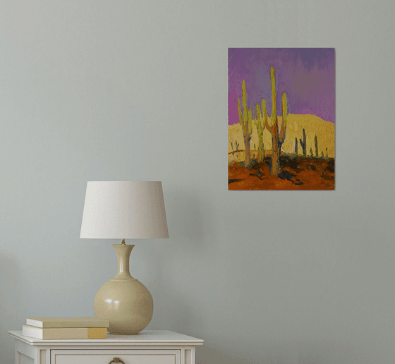 Saguaros. Evening
