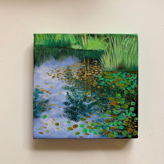 Monets Garden - II ! Small Painting!!  Ready to hang