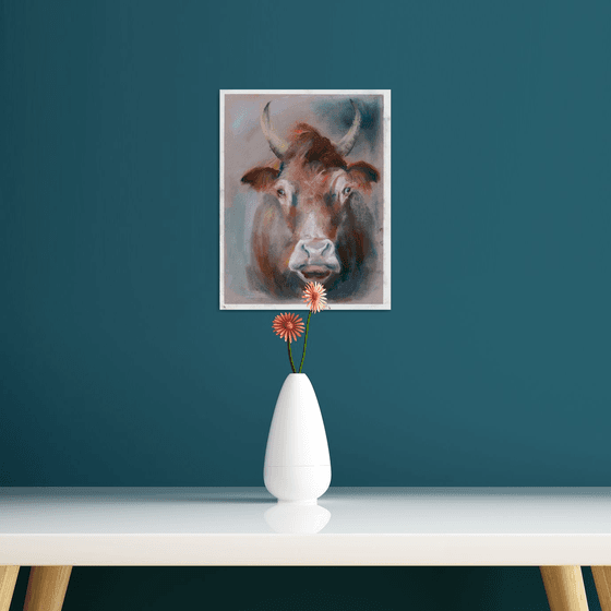 Cow portrait  (pastel)