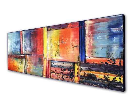 "Meant To Be" - Save $600 As A Series - Original Extra Large PMS Abstract Triptych Oil Paintings On Canvas and Wood - 60" x 44"