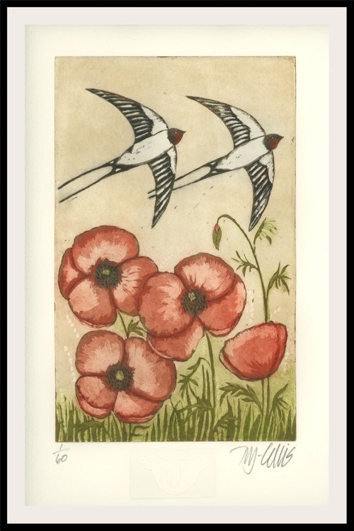 Swallows and Poppies by Mariann Johansen-Ellis