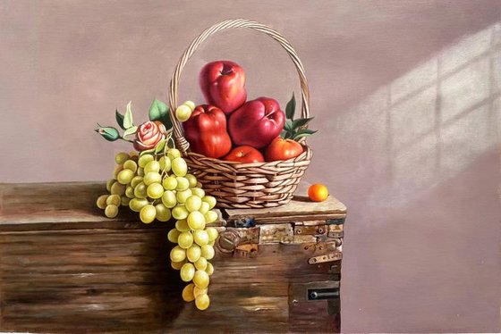 Still life:fruits on the wooden tables