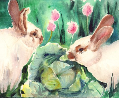 Rabbits and cabbage by Irina Bibik-Chkolian