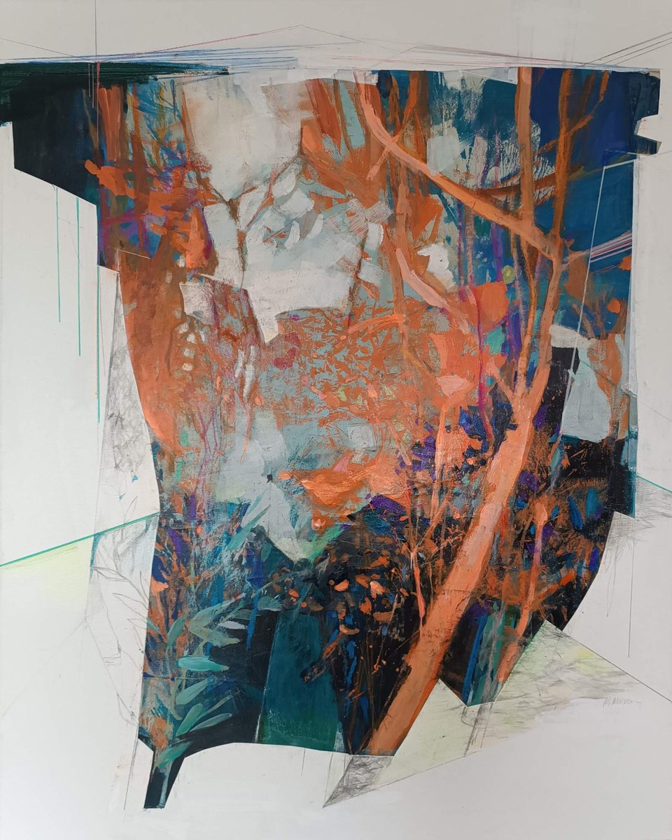 Organic Landscape Painting By Magdalena Morey, 31 X 39", Sendas Interiores, Original Artwork