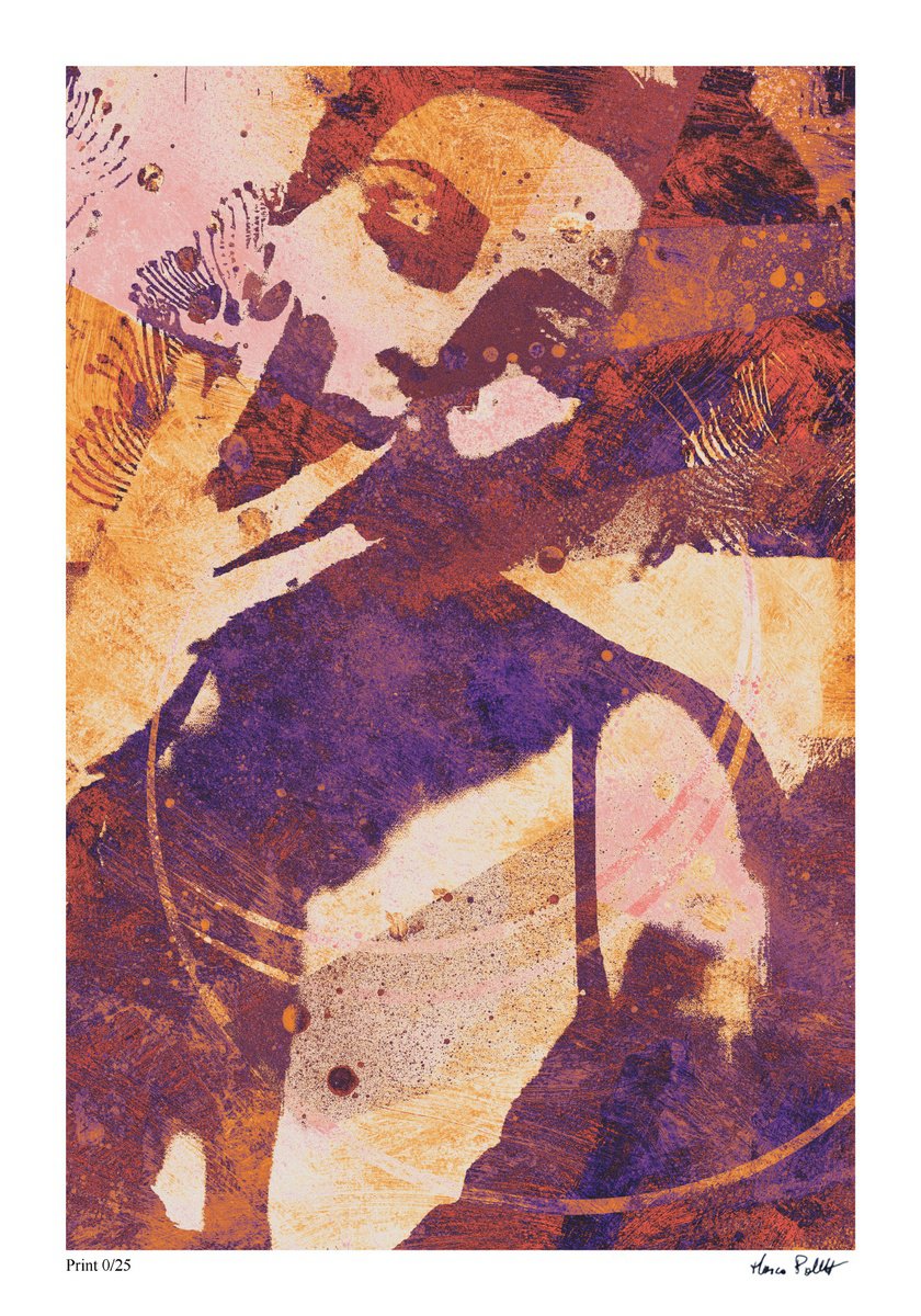 Urban And Pop Portrait Print By Marco Paludet, 14 X 20", Graffiti Series #386D1 Orange, Original Artwork