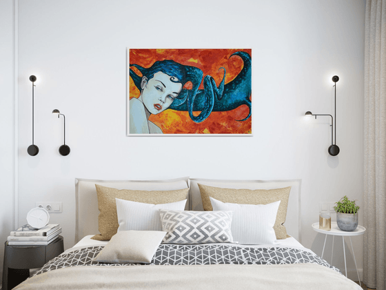 Split Hairs - Large Emotional Original Modern Abstract Art Painting Portrait