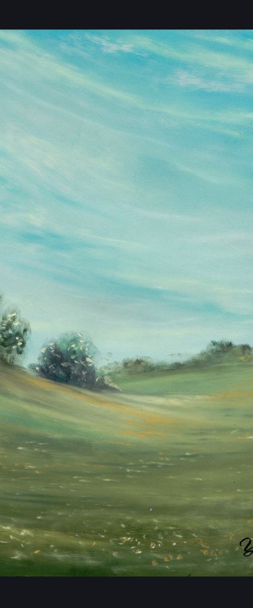 Spring Meadow. Pastel landscape by Yulia Schuster