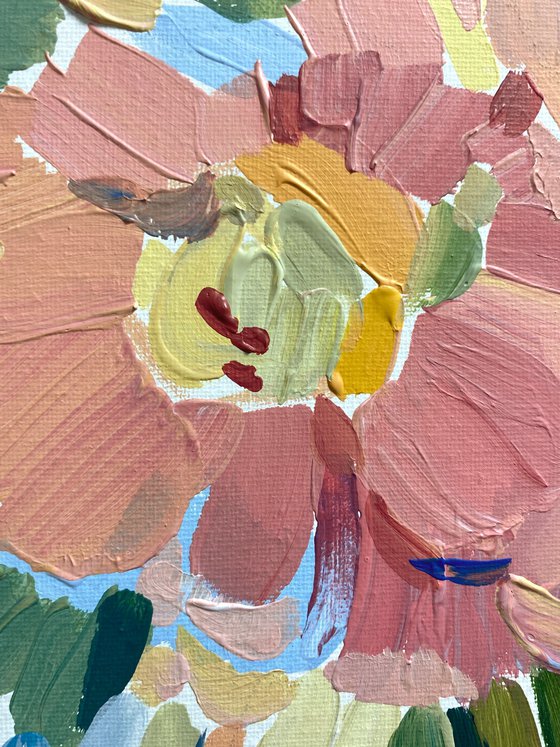 Peonies and Roses in a Crystal Vase