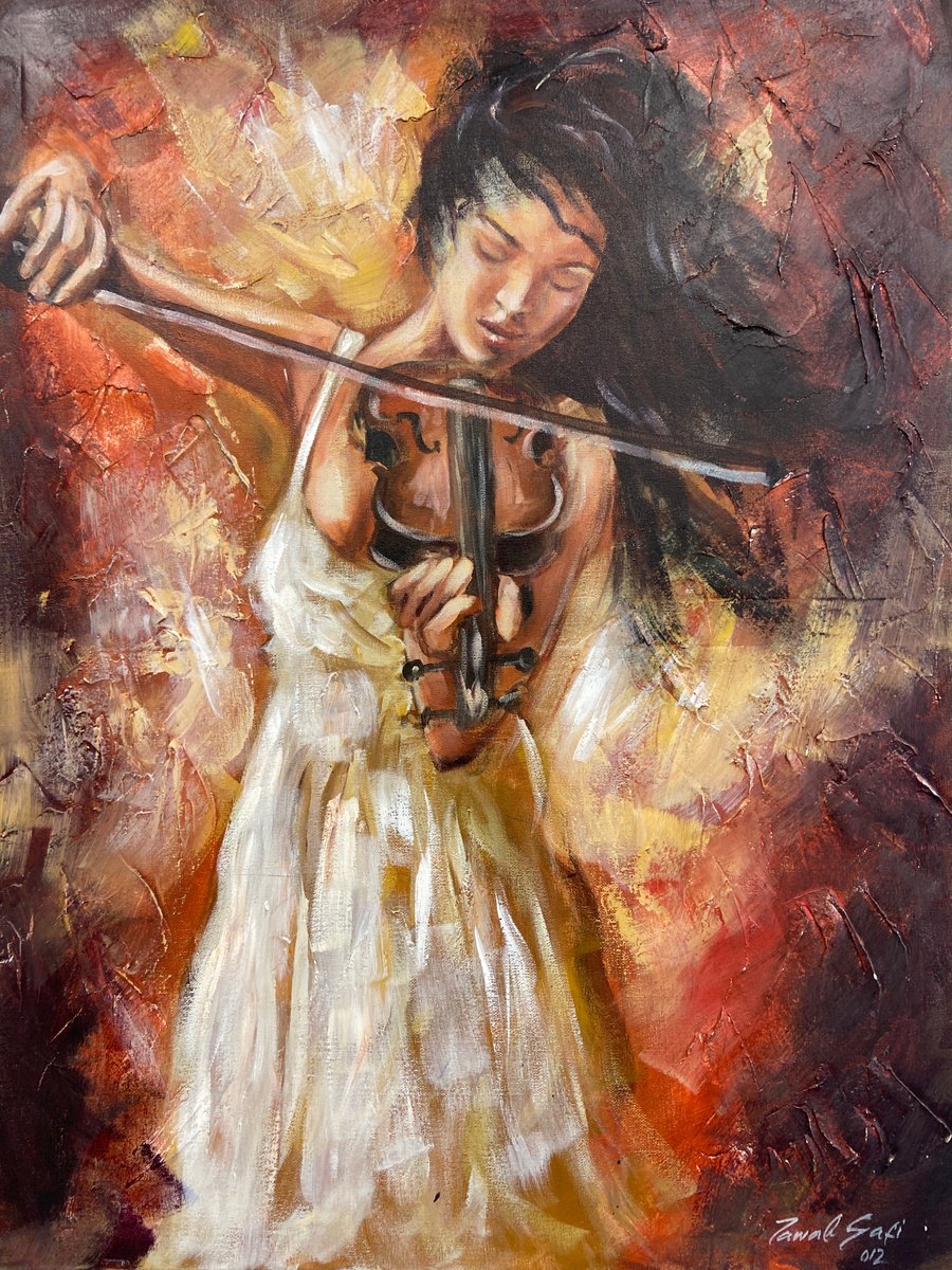 Violinist girl by Tawab Safi
