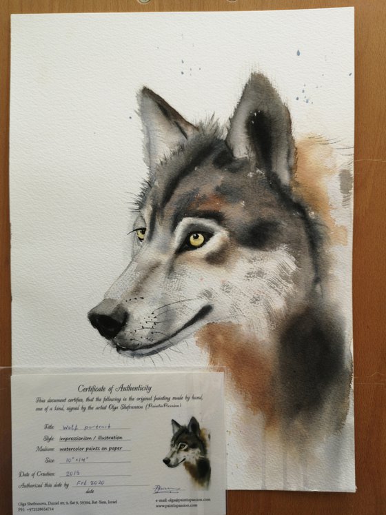 Watercolor Wolf portrait