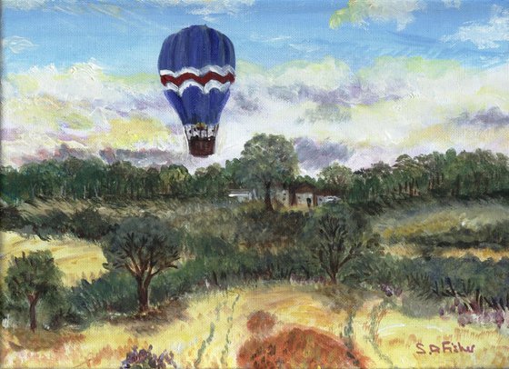 balloon descent in Bucks. countryside