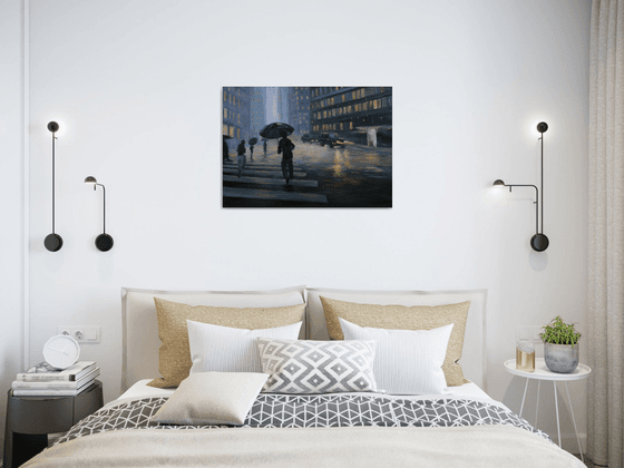 New York - Manhattan Lights In The Rain - New York painting