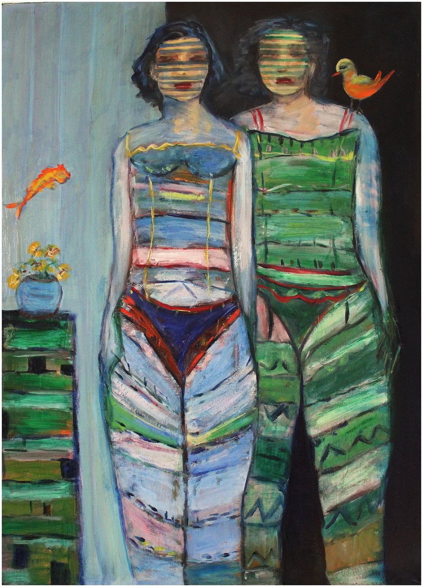 Portrait Oil Painting By Victorine Follana, 29 X 39", Je Me Souviens De Guz, Original Artwork