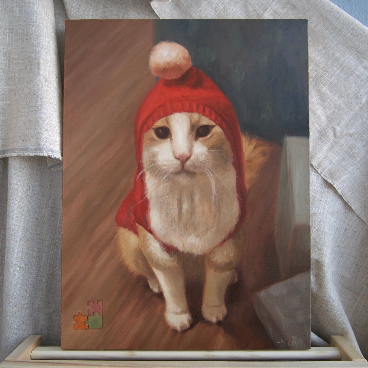 Photorealistic Animal Oil Painting By Anna Bernadskaya, 12 X 16, Commission Pet Portrait, Original Artwork