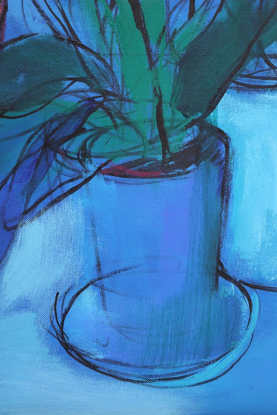 Blue Still life and Moon