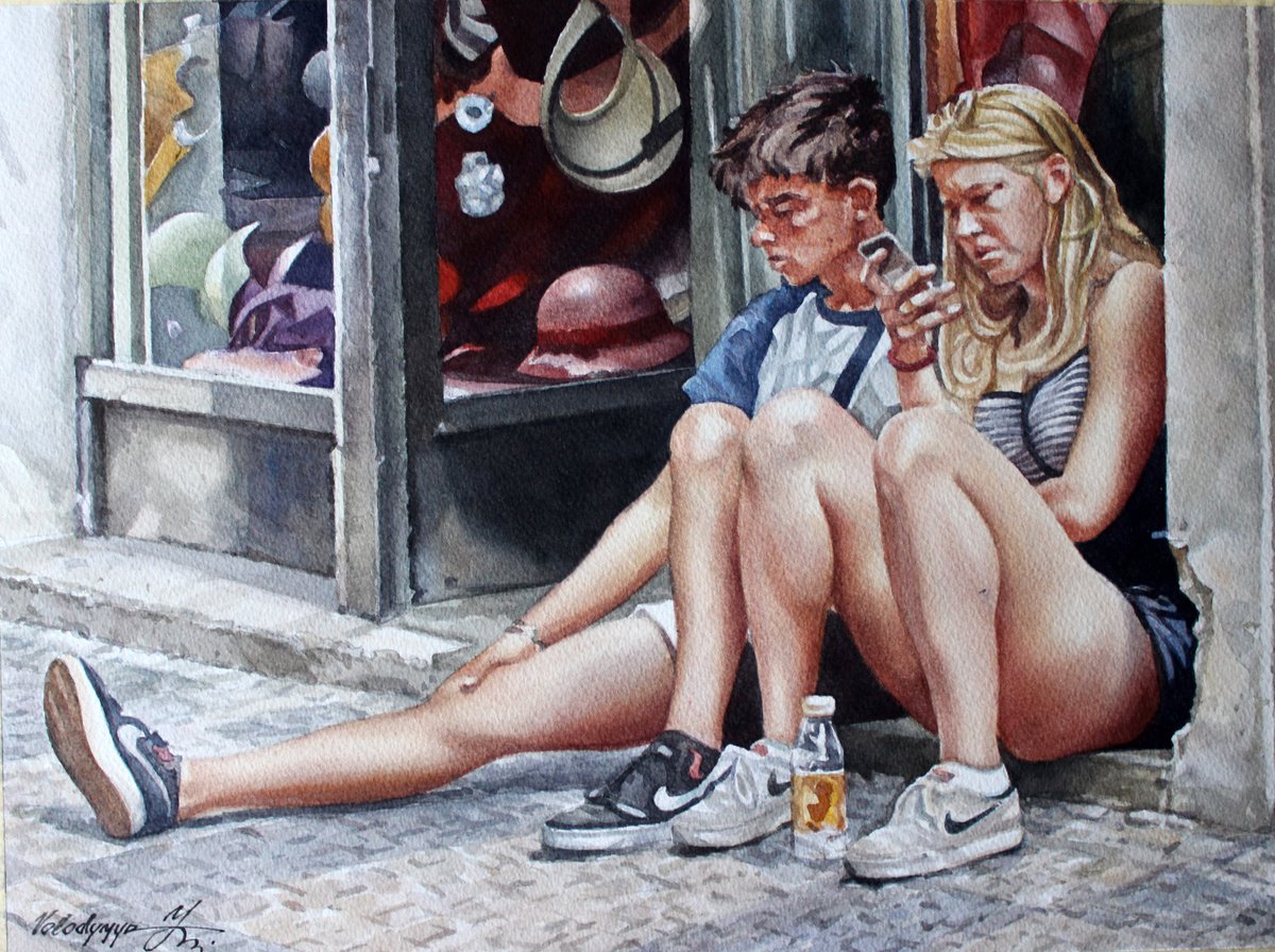 Illustrative Portrait Watercolour By Volodymyr Melnychuk, 15 X 11", Burnt By The Sun, Original Artwork