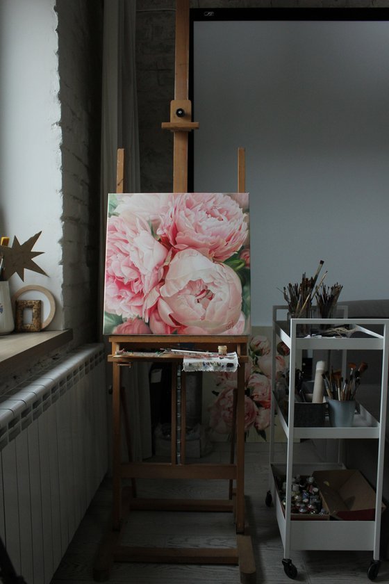 THREE PINK PEONIES