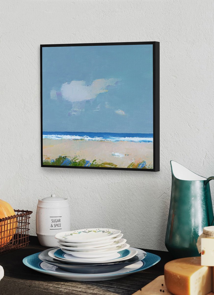 Impressionistic Landscape Oil Painting By Bo Kravchenko, 12 X 12, Morning, Same Place, Original Artwork