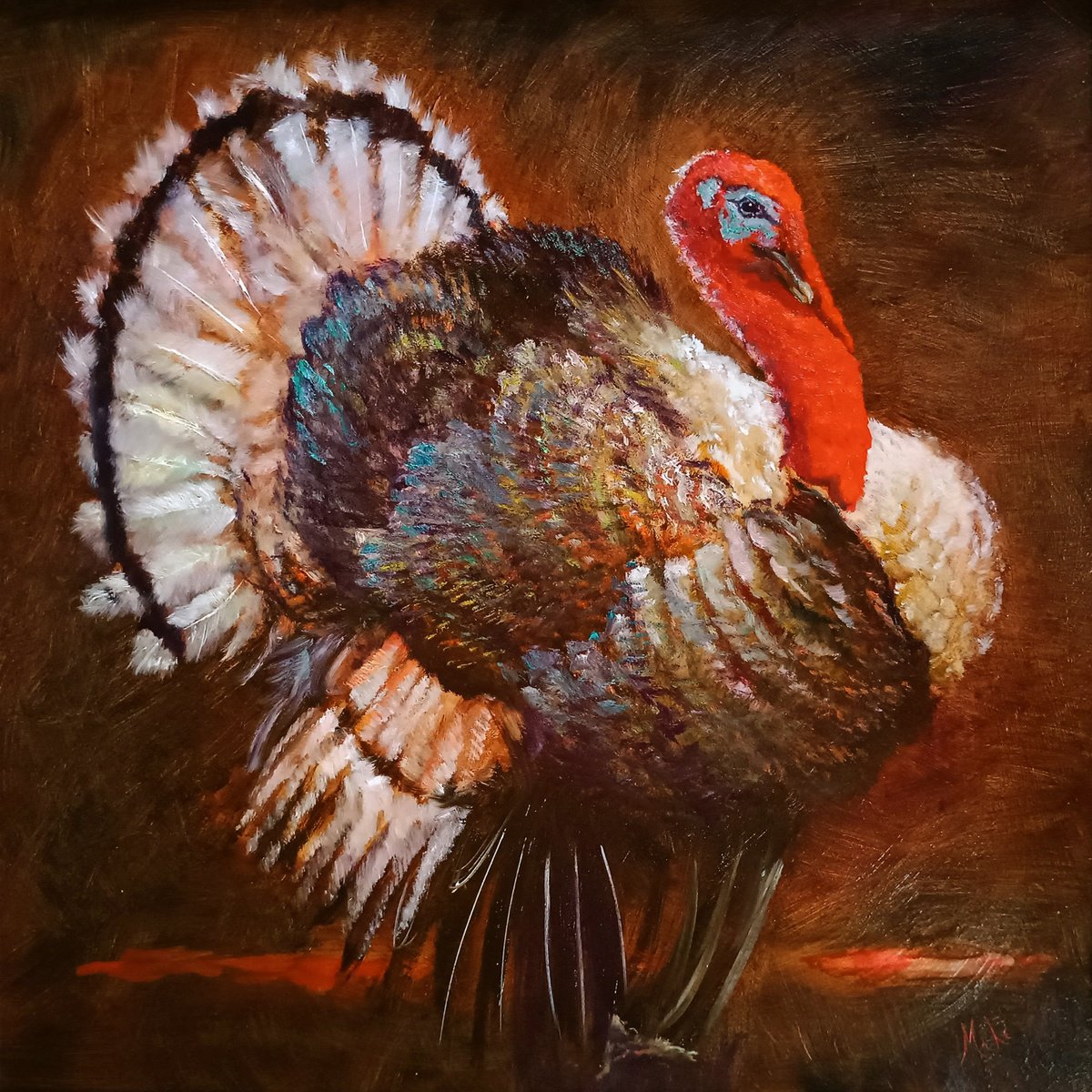 Impressionistic Animal Oil Painting By Isabel Mahe, 31 X 31, Turkey, Original Artwork