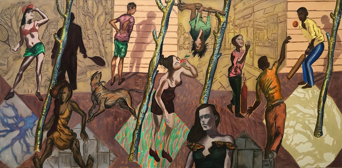 Expressive Portrait Oil Painting By Frank Creber, 112 X 51, Lower Clapton Pond, Original Artwork