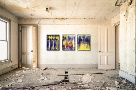 "Transmutation" - FREE USA SHIPPING + Save As A Series - Original PMS Abstract Triptych Oil Paintings On Canvas - 48" x 20"