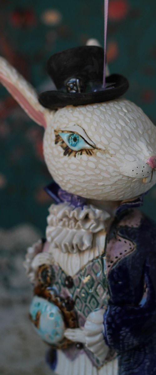 White Rabbit, hanging sculpture. by Elya Yalonetski