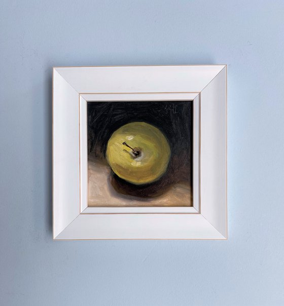 Green Apple oil classical still life. Everyday sized works.