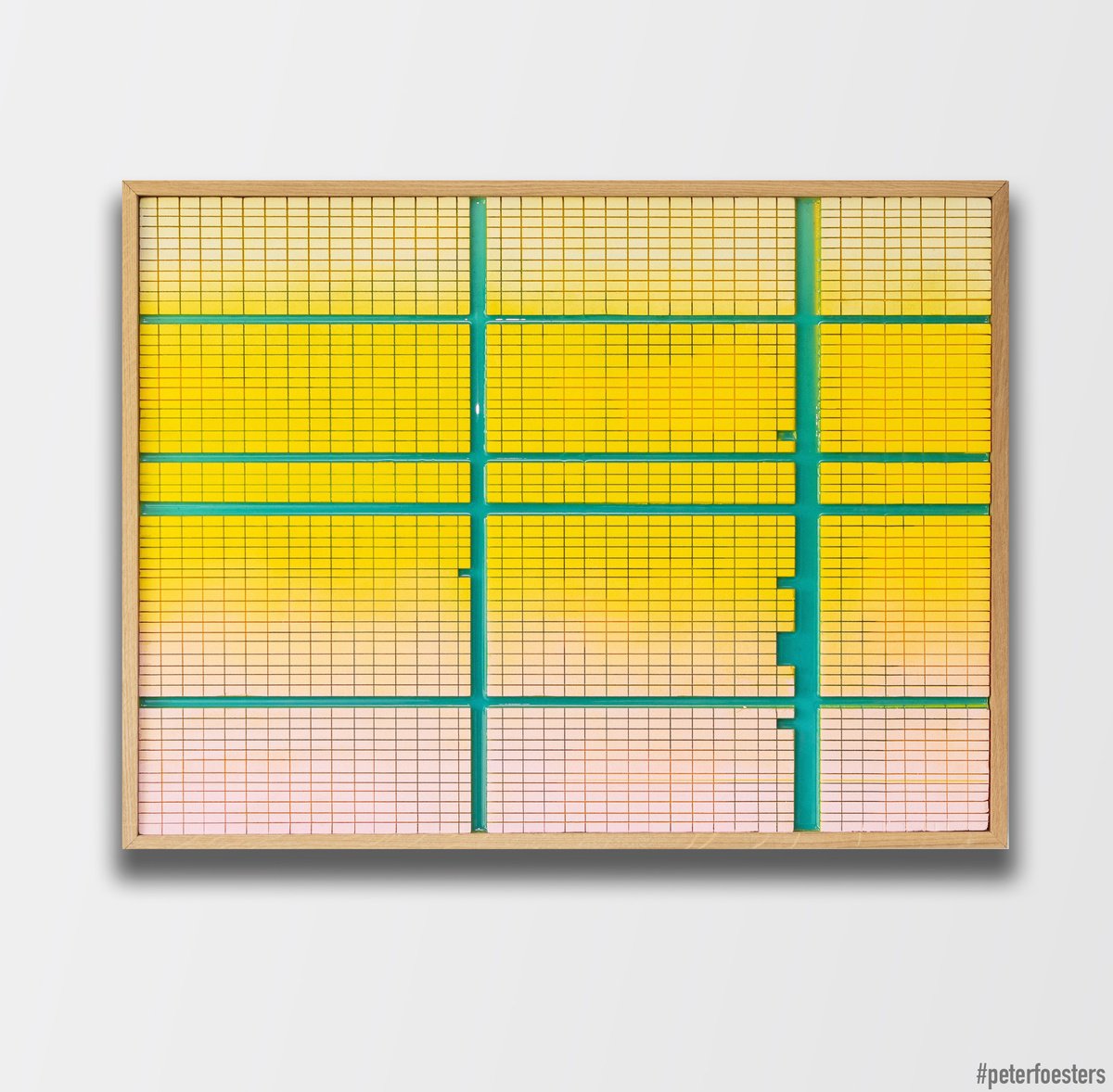 Geometric Abstract Painting By Peter Foesters, 33 X 25", La Light, Original Artwork