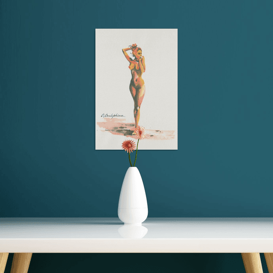 Nude #01 -  watercolor sketch with naked girl
