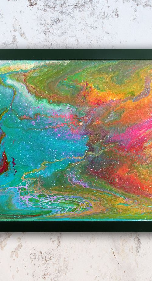 "Waterworld, Coming Soon" - FREE USA SHIPPING - Original Abstract PMS Fluid Acrylic Painting, Framed - 26 x 20 inches by Preston M. Smith (PMS)