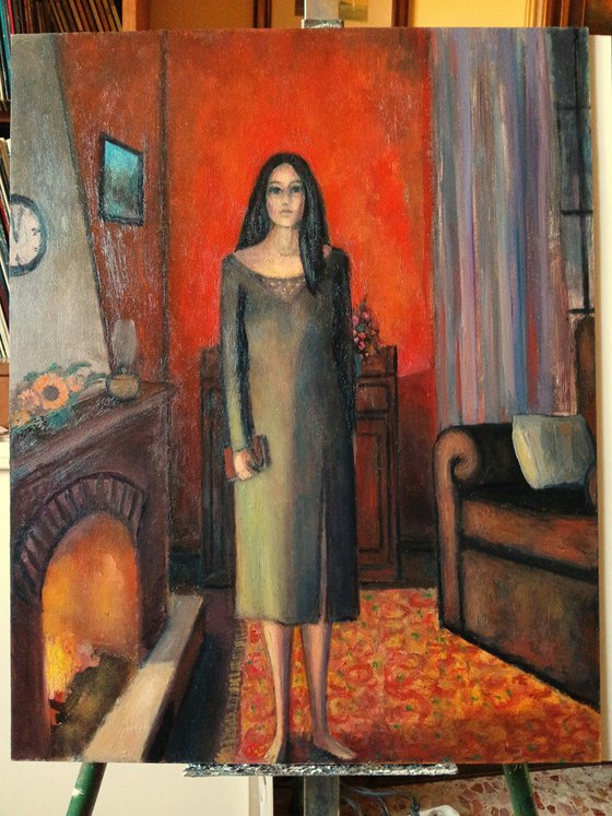 In the fireplace room