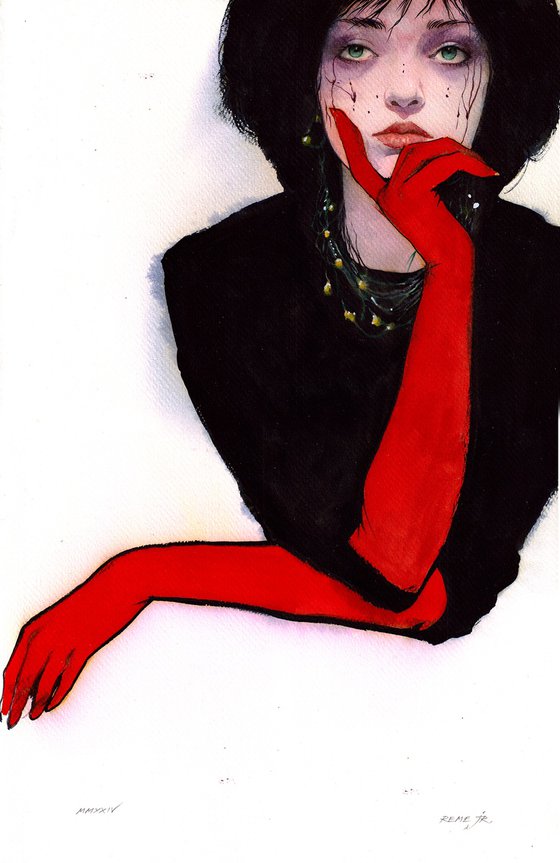 Girl with Red Gloves