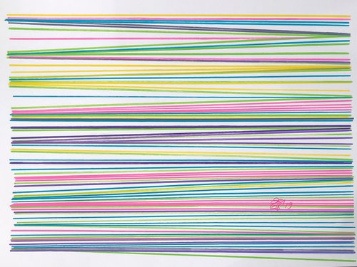 Début 39 - Abstract Optical Art - Colourful Strips by Elena Renaudiere