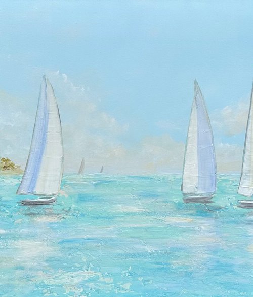 ALL ABOUT BOATS. Regatta Modern Seascape Coastal Painting by Sveta Osborne