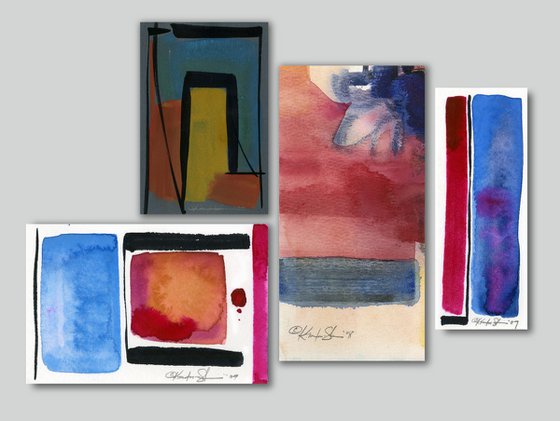 Modern Abstract Collection 1 - 4 Small Abstract Paintings by Kathy Morton Stanion