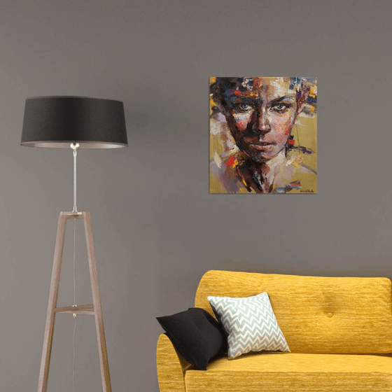 Face on Gold Abstract Portrait