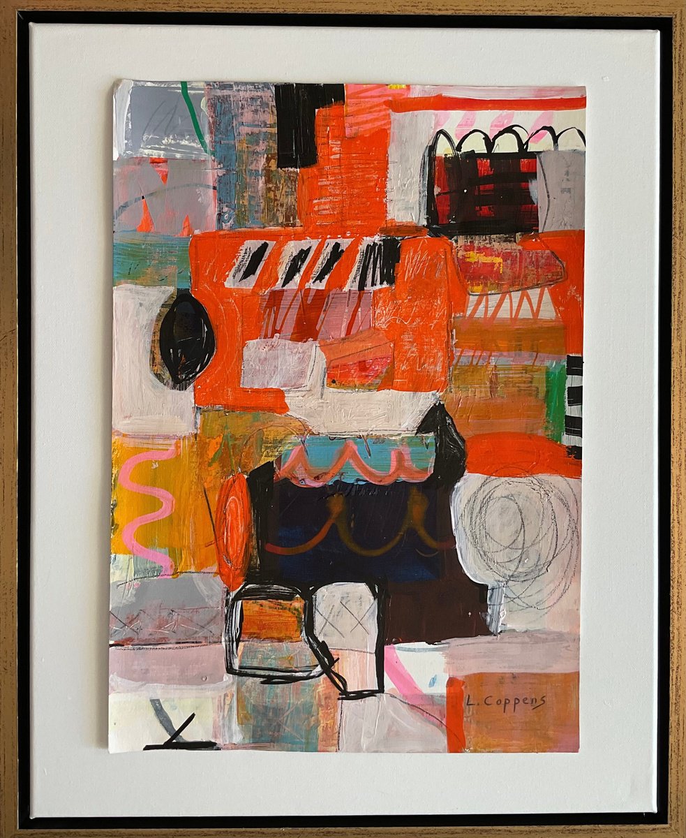 Abstract Painting By Linda Coppens, 17 X 21", Co-2025-02, Original Artwork