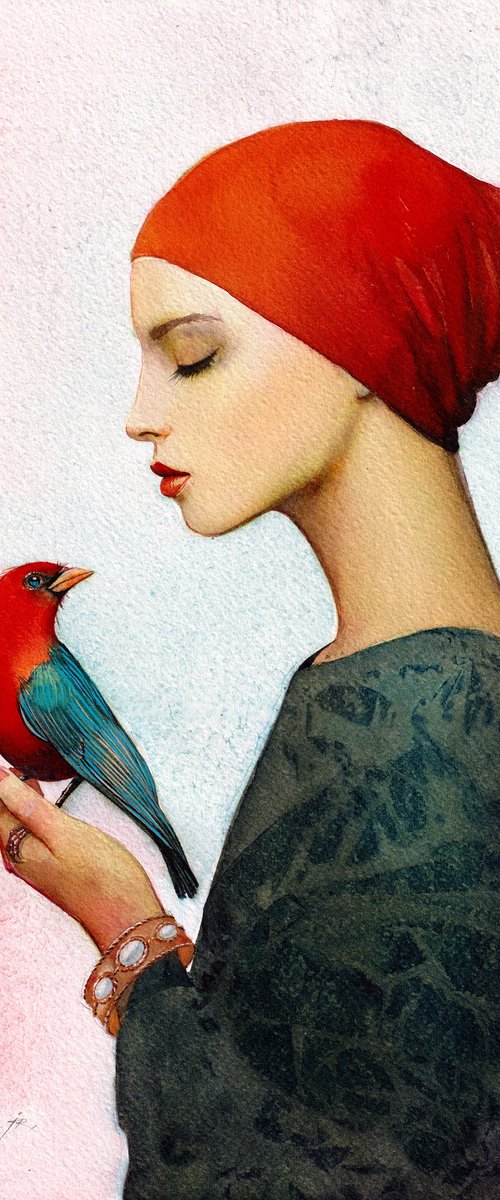 Girl with bird by REME Jr.
