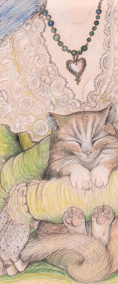 Cat - Feline Fantasy - Lace Kitten by Phyllis Mahon