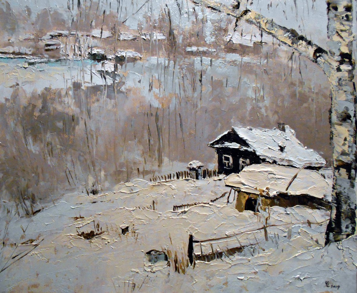 Impressionistic Landscape Oil Painting By Yuanyuan Liu, 24 X 20", Winter Landscape, Original Artwork