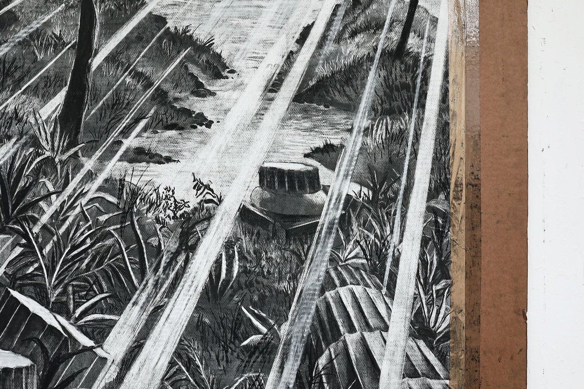 Illustrative Landscape Charcoal Drawing By Dominic Virtosu, 59 X 79, The Time Is Now, Original Artwork