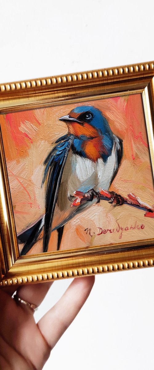 Bird on branch by Nataly Derevyanko