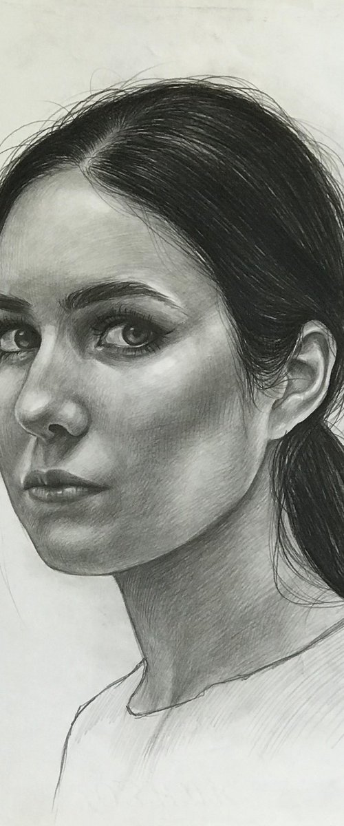 Original Graphite drawing on paper 'A' by Anastasia Terskih